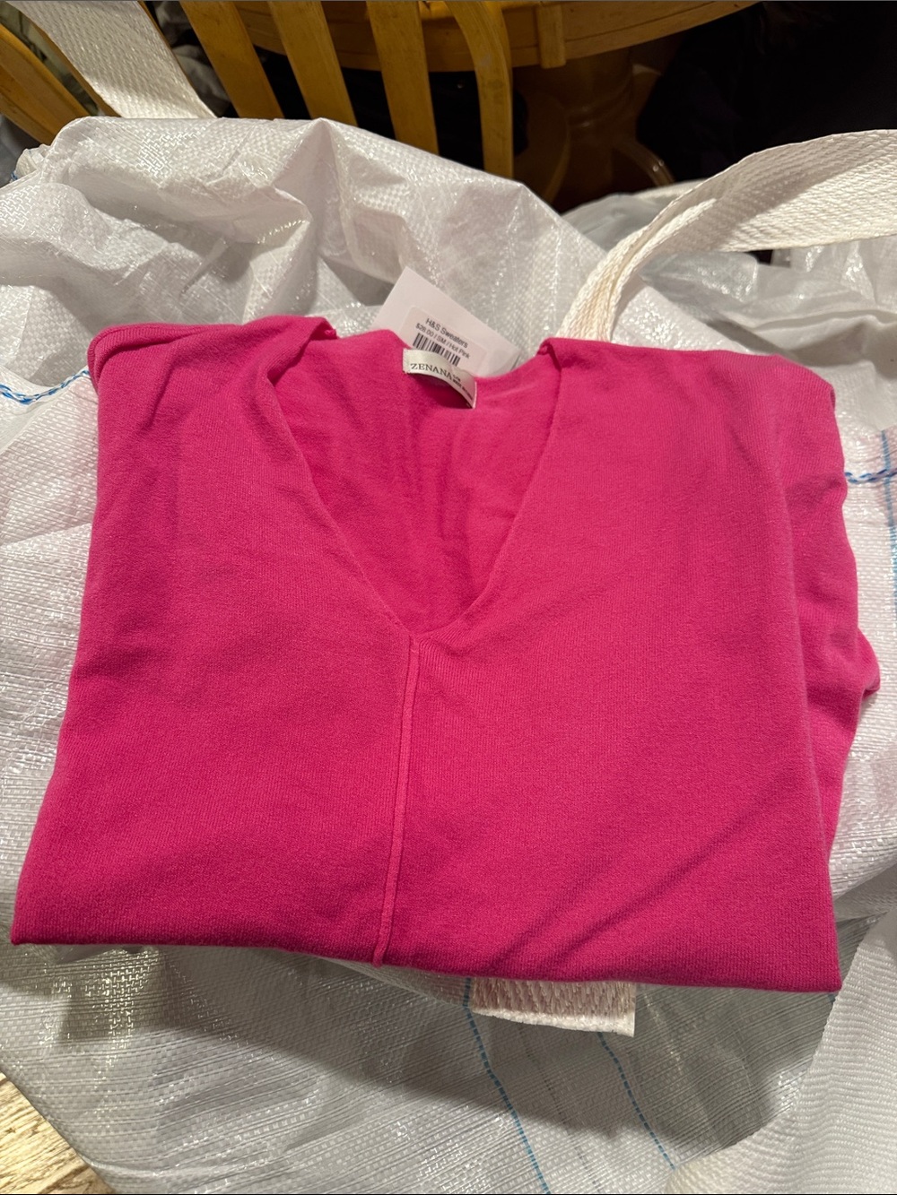 Zenana Outfitters Hot Pink V-Neck Sweater